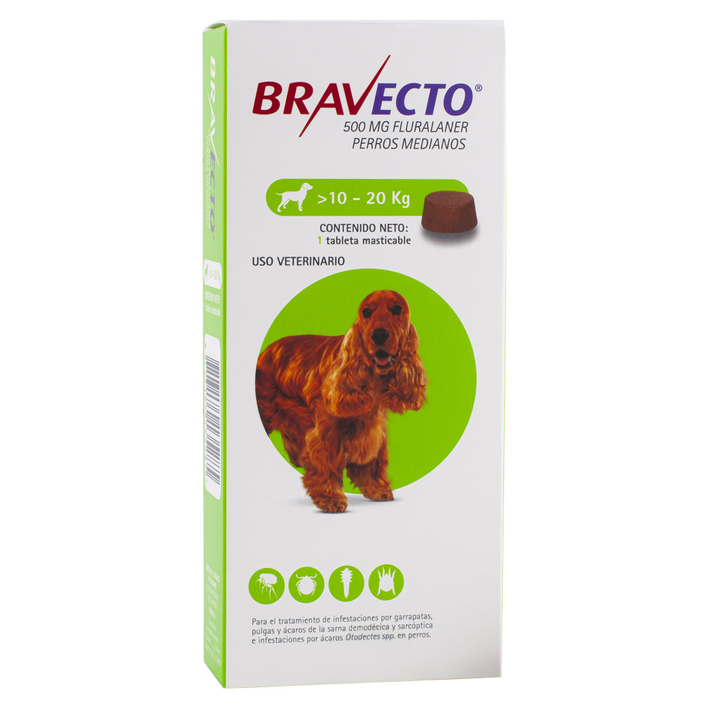 BRAVECTO 500 mg P/PERRO 1 TAB 3 MESES PROTECCION