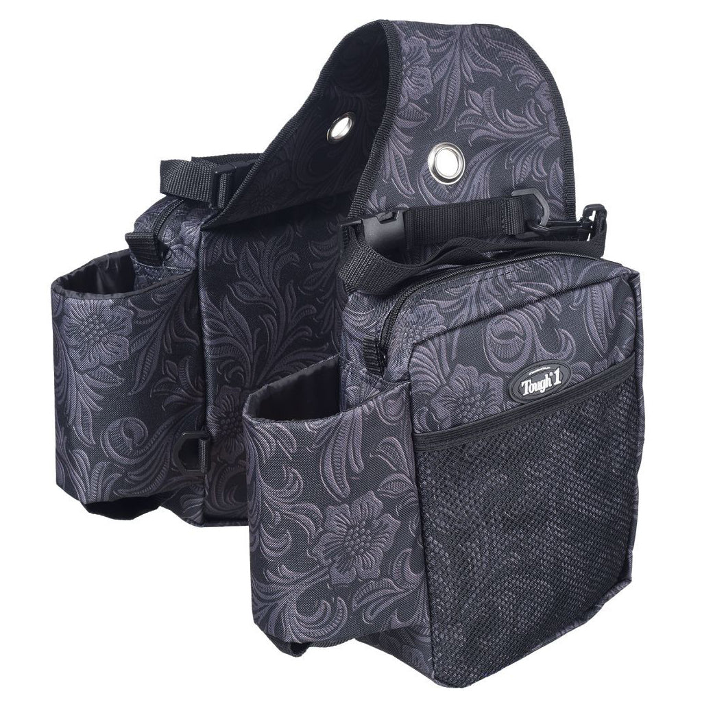 ALFORJA #61-7392-752 NEGRO C/BOLSAS Y PORTABEBIDAS GRABADA
