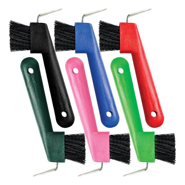 CEPILLO C/GANCHO LIMPIA CASCO #68-039312. HOOF. PICK BRUS. (COLORES)