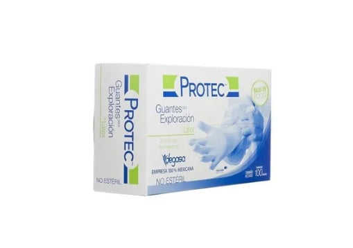 GUANTE EXPLORACION PROTEC AMBIDIESTRO LATEX MEDIANO CAJA C/100